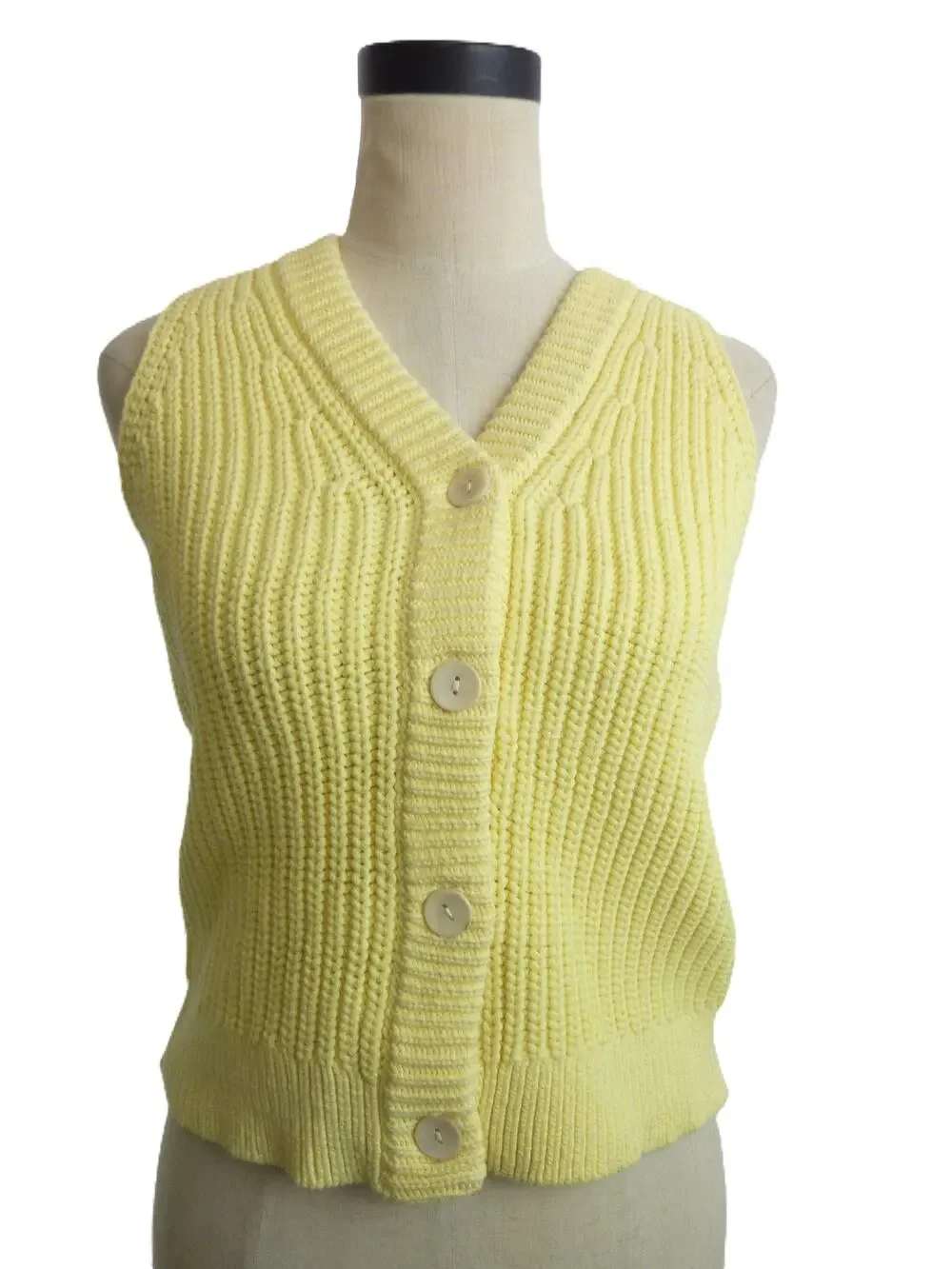 Madewell NWT Womens Cutaway Sweater Vest Size S Cotton Yellow Pale Pineapple